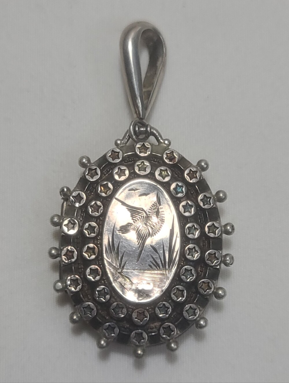 1896 Antique Victorian Sterling Silver Aesthetic Movement Locket Birmingham